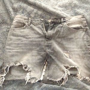 Free People grey denim mini skirt